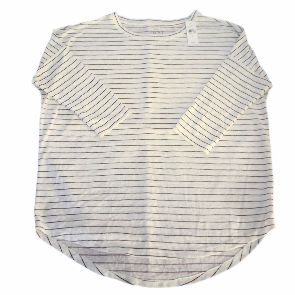 NWT Loft Ann Taylor Oversized Half Sleeve Striped Top sz Medium Womens